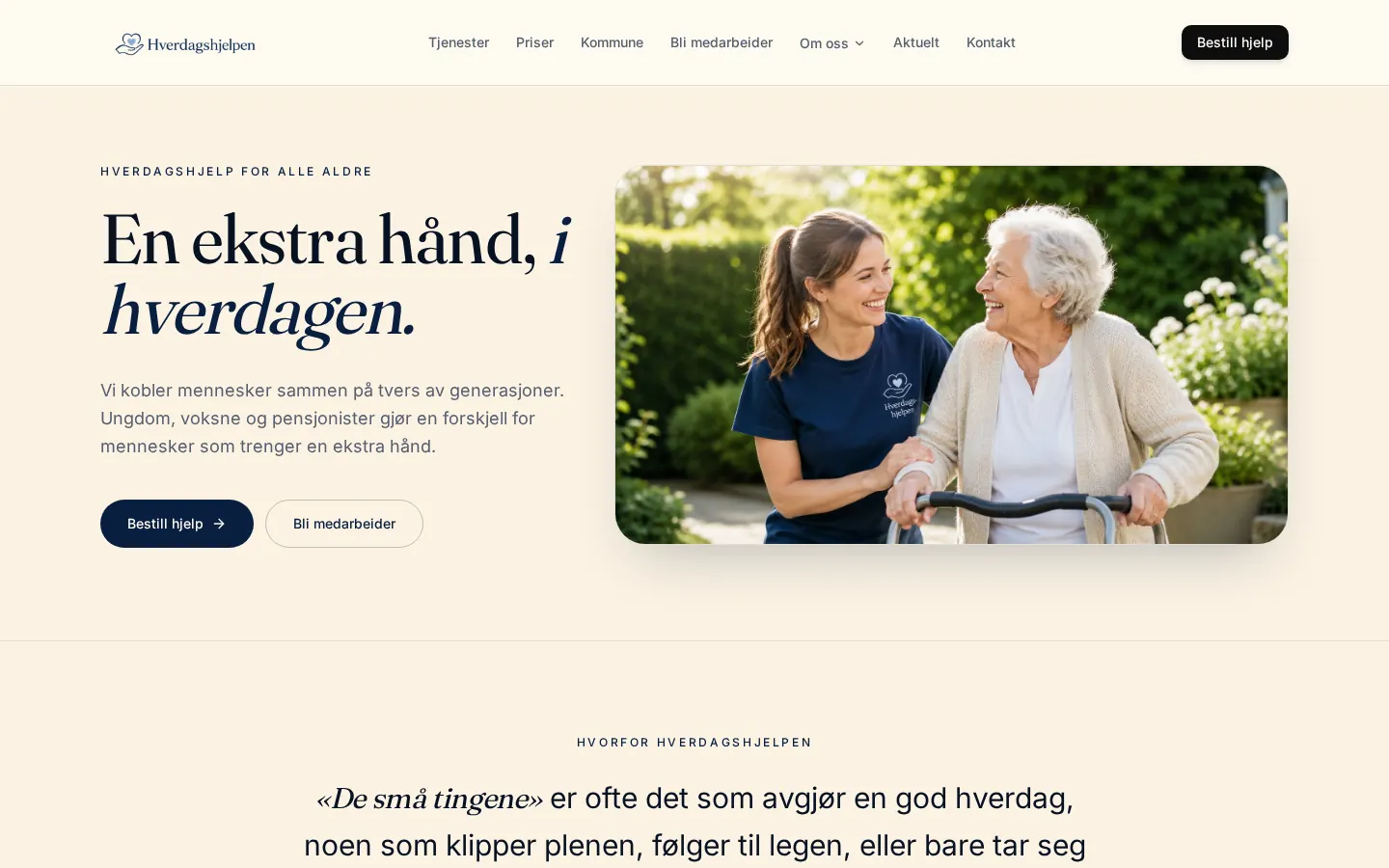 Skjermbilde av nettsiden Hverdags-hjelpen