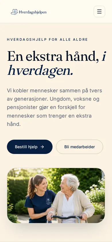 Mobilskjermbilde av nettsiden Hverdags-hjelpen