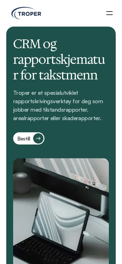 Mobilskjermbilde av nettsiden Troper